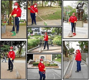Estas son las mujeres que mantiene limpios los parques del sector.