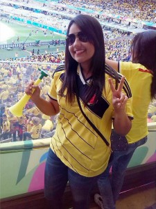 Andrea Velasco vive en Belo Horizonte hace más de un mes y tuvo la oportunidad de asistir al primer partido de Colombia en Brasil 2014.