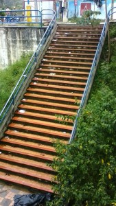 Las escaleras del parque La Loma también están llenas de vasos y platos desechables. - Suministrada / GENTE DE CABECERA