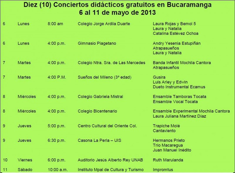 Conciertos didácticos gratuitos