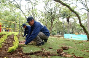 Un vecino del parque San Pío le recuerda a la Alcaldía la importancia de mantener los parques a los que se les hace embellecimiento. - Jaime Del Río / GENTE DE CABECERA