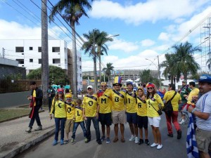 Andrea nos compartió esta foto de una familia colombiana que fue a apoyar la selección a Brasil.