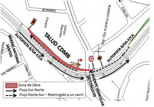 En este mapa se especifica el área de trabajo que afectará la movilidad en el sentido norte – sur. - Suministrada / GENTE DE CABECERA