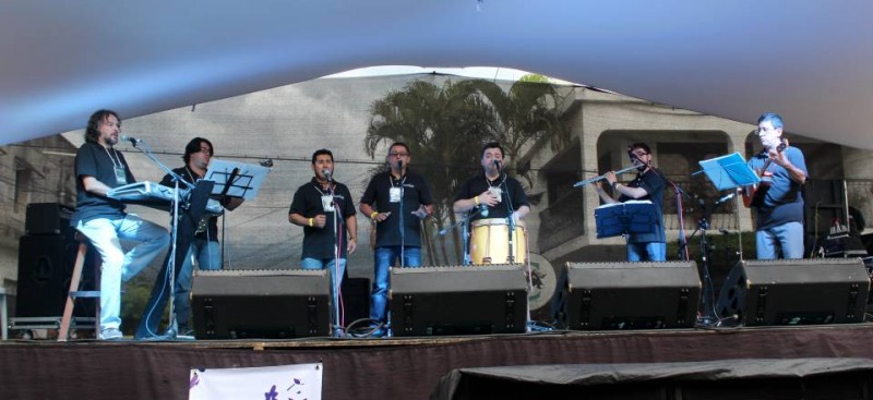 Septófono en el Cantabailanta, evento que organiza la Fundación Canto por la Vida, en Ginebra, Valle del Cauca. En la foto: Rubén Gómez, Sergio Torres, José Luis Rodríguez, Juan Carlos Roa, Bernardo Meza, Rafael Villamizar y Fernando Remolina